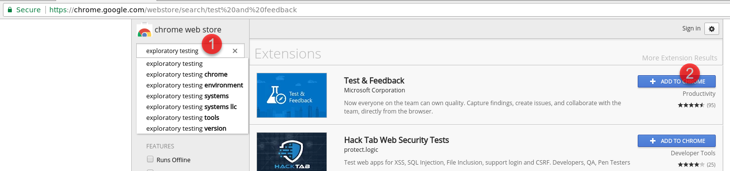 Adding the Exploratory Test Extension to Chrome