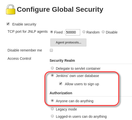 Configure security