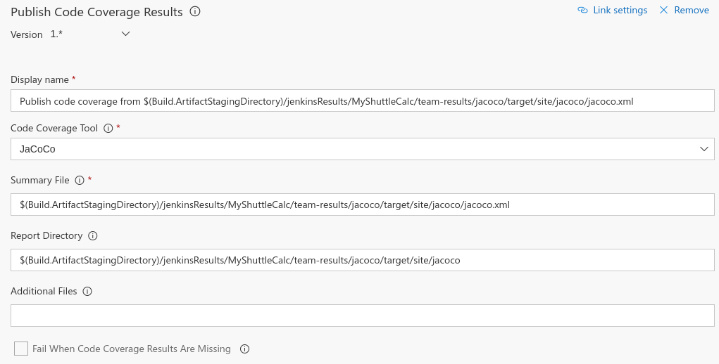 Publish code coverage results task