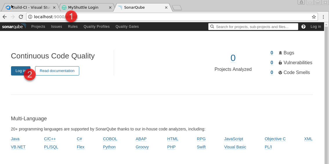 Log in to SonarQube