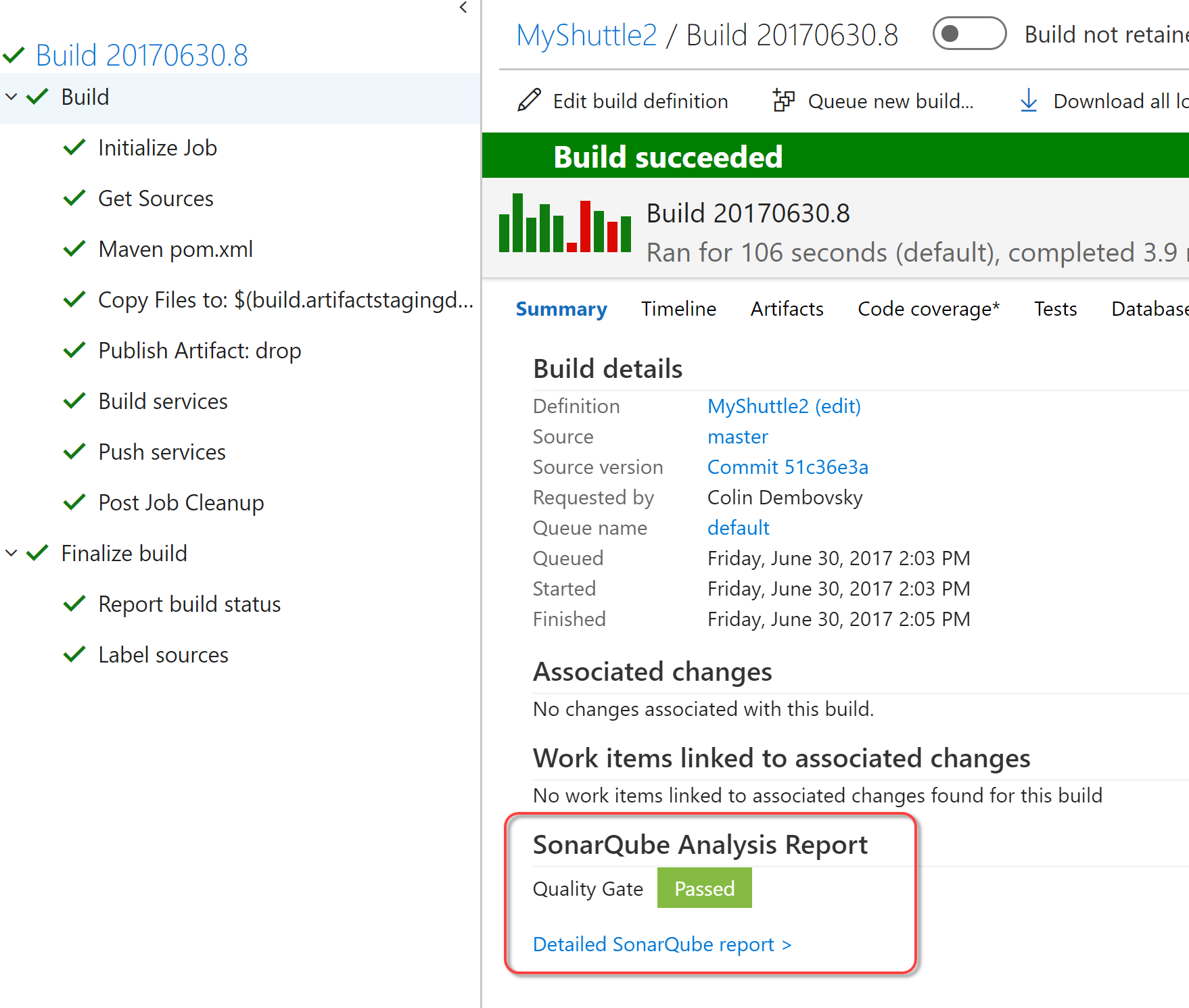 SonarQube success