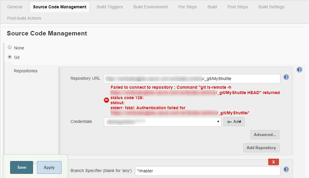 VSTS Git config in Jenkins