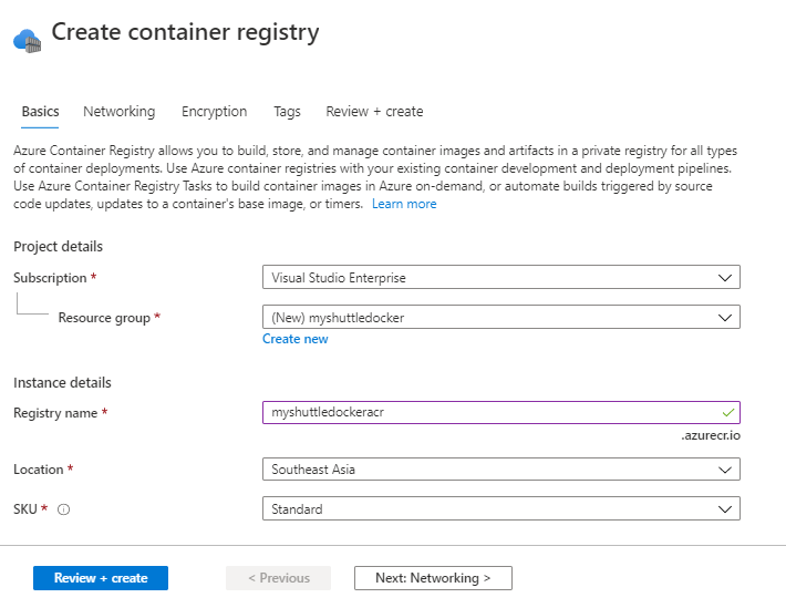 Create Azure Container Registry