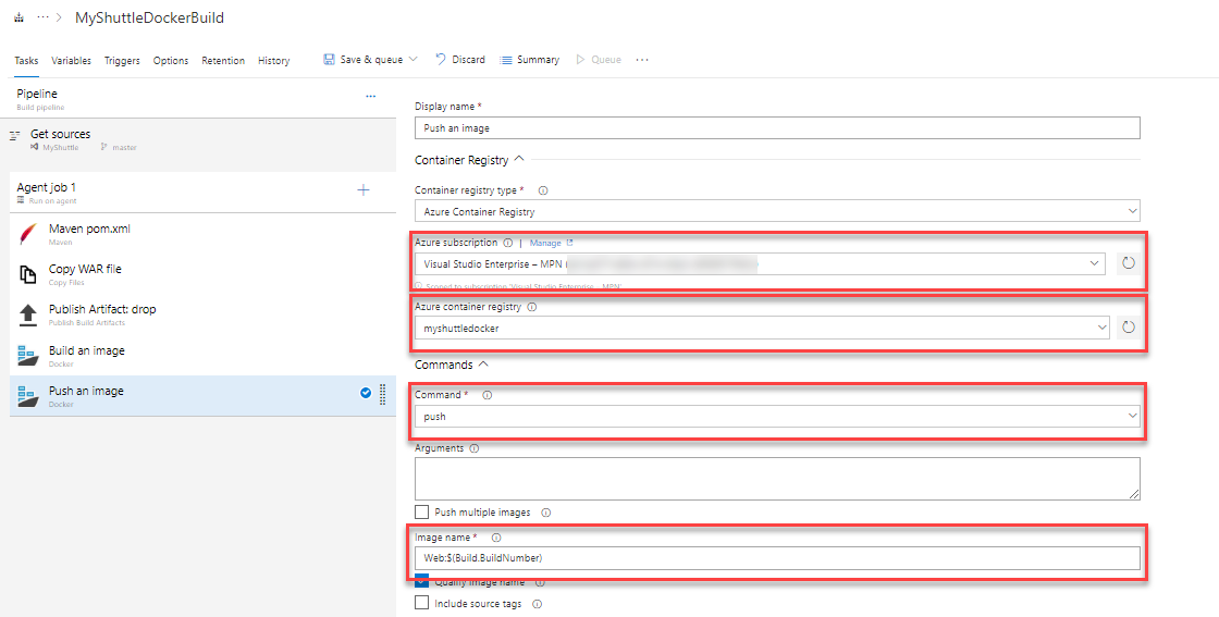 Maven task settings