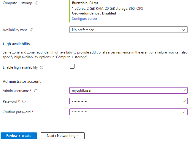 Creating MYSQL Server