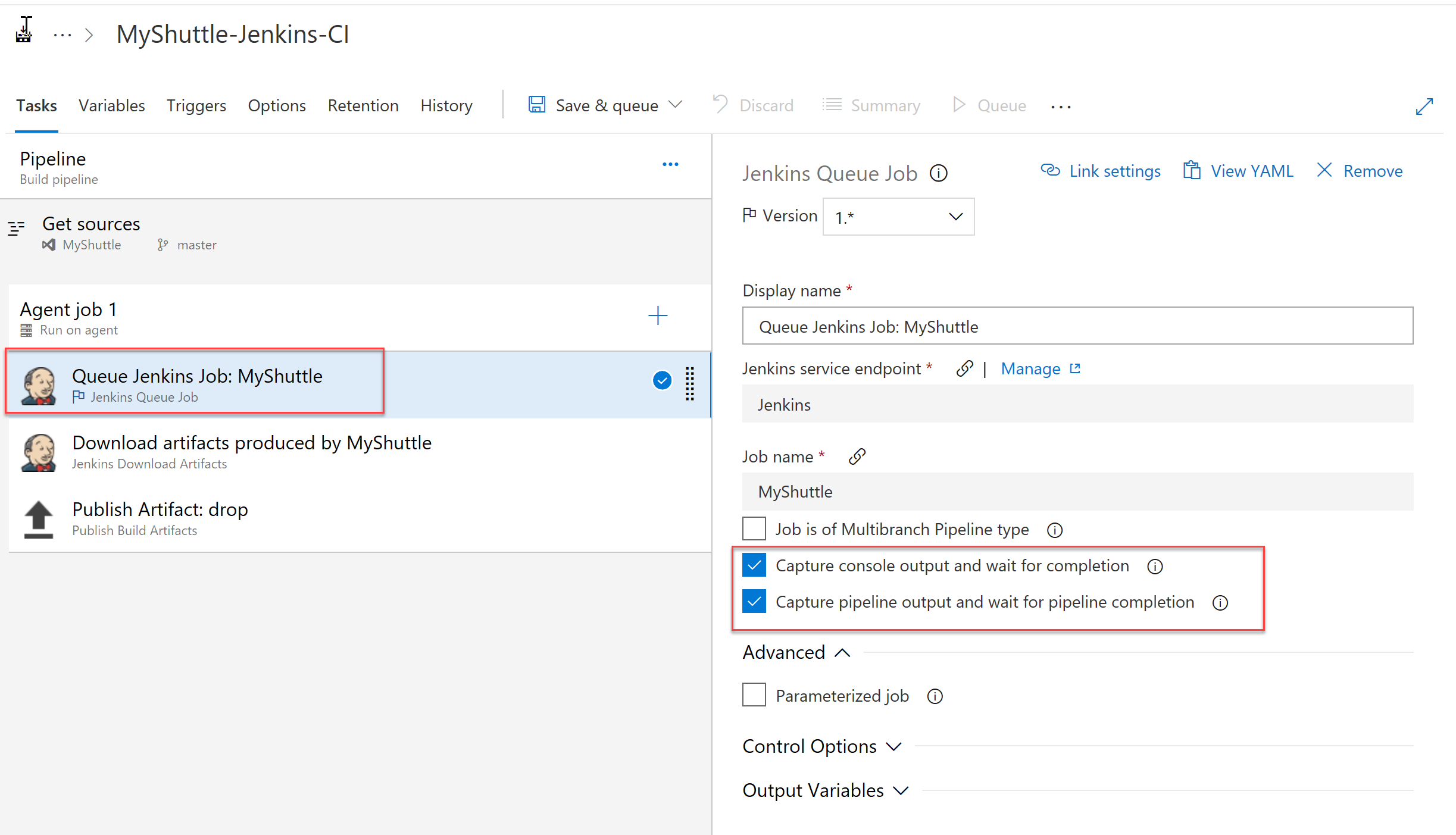 Jenkins Settings in Team Build