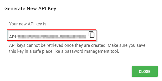 Generated API Key