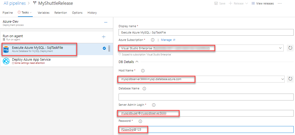 Execute Azure MySQL Task