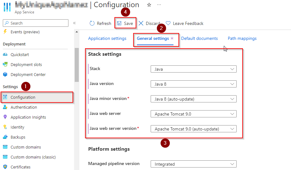 Setting Web container to Tomcat